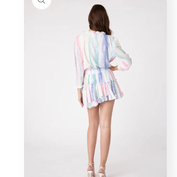 Sincerely Ours Pastel Watercolor Tiered Mini Dress XS from Revolve - Picture 2 of 10